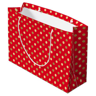 Red & Gold Polka Punkte Nahtloses Muster Große Geschenktüte