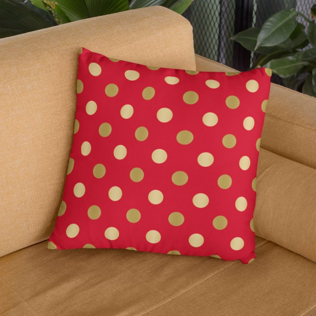 Red & Gold Polka Punkte Nahtloses Muster Kissen (Von Creator hochgeladen)