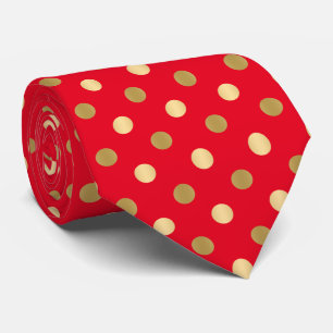 Red & Gold Polka Punkte Nahtloses Muster Krawatte