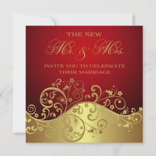Red & Gold Post Hochzeitsempfang Einladung