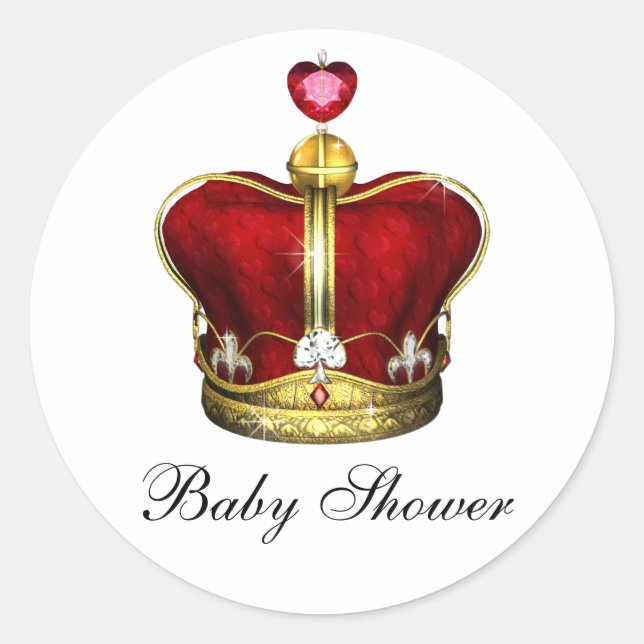 Red Gold Prince Baby Shower Stickers (Vorderseite)