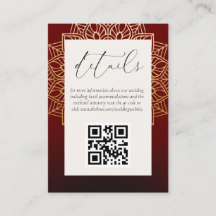 Red Gold QR Code Wedding Website Enclosure Card Begleitkarte