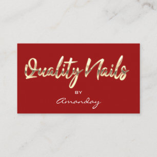 Red Gold Quality Nails Script QR-Logo Visitenkarte