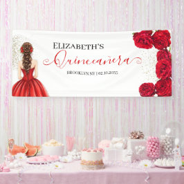 Red & Gold Quinceañera Custom Welcome Banner