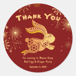 Red Gold Rabbit Fireworks Danke Stickers