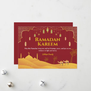 Red & Gold Ramadan Mubarak Grußkarte Feiertagskarte