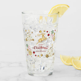 Red Gold Reindeer Frohe Weihnachtsbaumglas Glas