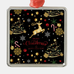 Red Gold Rentier Frohe Weihnachtsbaum Ornament Aus Metall