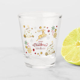 Red Gold Rentier Frohe Weihnachtsbaum Schnapsglas