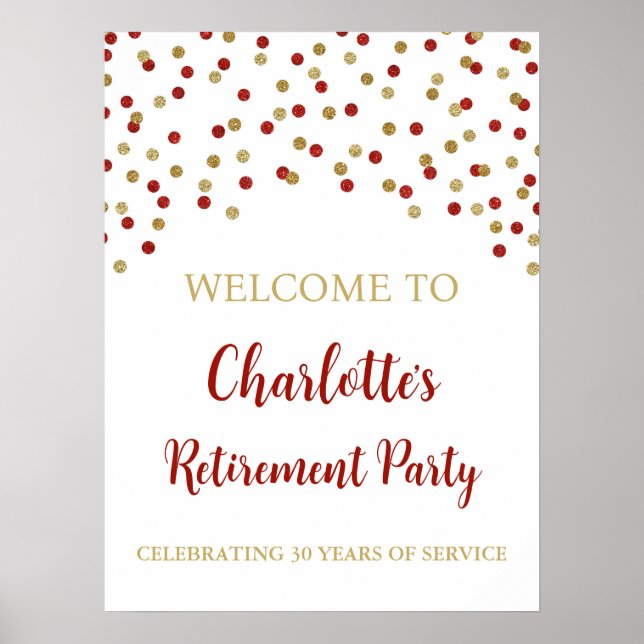 Red Gold Retirement Party Custom 18x24 Poster (Vorne)
