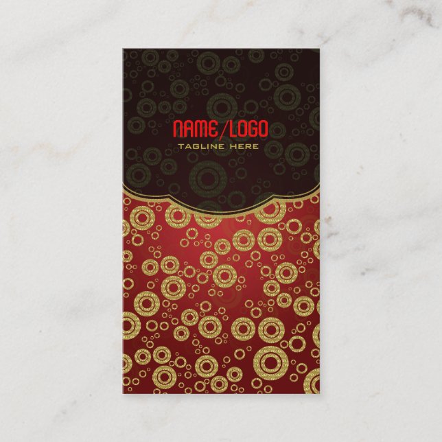 Red & Gold Retro Circle Random Muster Visitenkarte (Vorderseite)