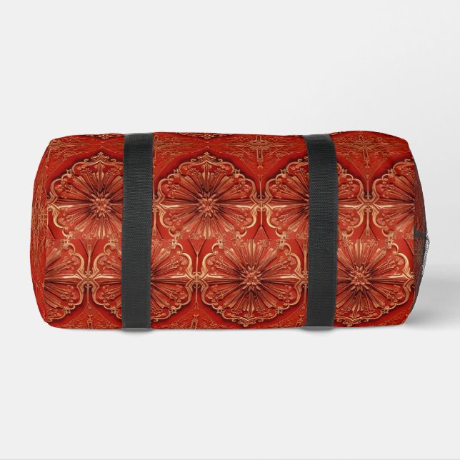 Red Gold Retro Muster Duffel Bag Duffle Bag (Unterseite)
