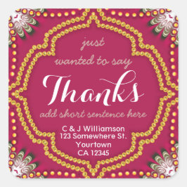 Red Gold Royal Eastern Danke Square Sticker