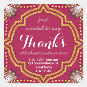 Red Gold Royal Eastern Danke Square Sticker