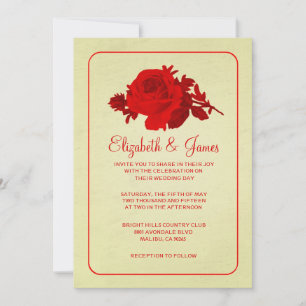 Red Gold Rustic Floral/Flower Wedding Invitations Einladung