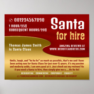 Red & Gold, Santa Claus Entertainer-Werbung Poster