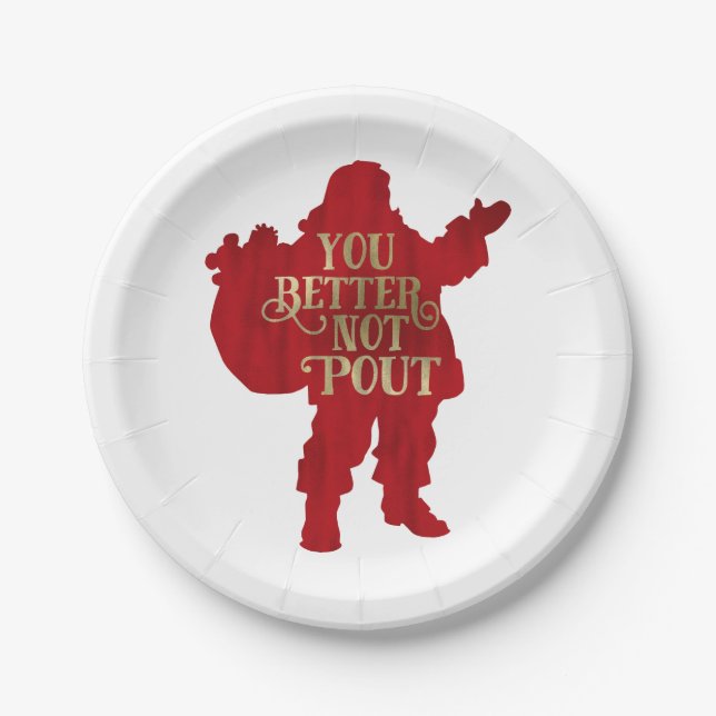 Red & Gold Santa Toy Tasche Sie besser nicht ausge Pappteller (Vorderseite)