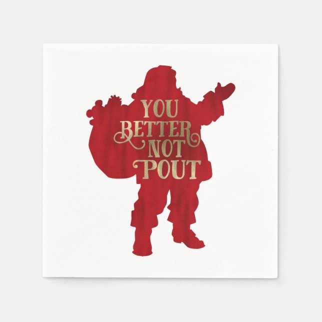 Red & Gold Santa Toy Tasche Sie besser nicht ausge Serviette (Vorderseite)