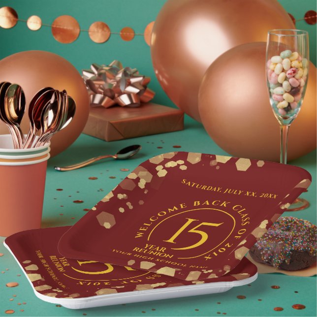 Red & Gold School College Class Pappteller (Multi)