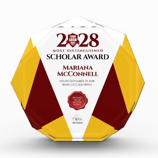 Red Gold School Uni University Abschluss Fotoblock (Vorderseite)