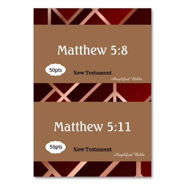 Red Gold Scripting Referenzkarten für das Spiel Tischnummer (Rückseite)