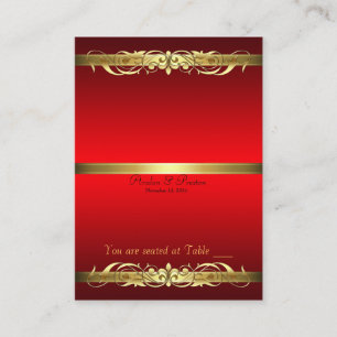 Red & Gold Scroll Table Platzkarte