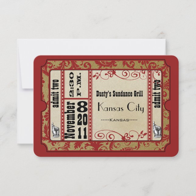 Red & Gold Showbill - Hochzeitkarten RSVP Karte (Vorderseite)