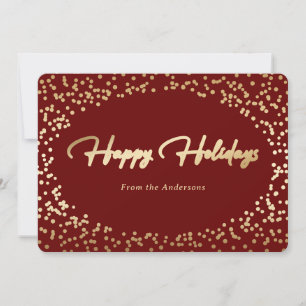 Red Gold Snow Calligraphy Holidays Cards Feiertagskarte