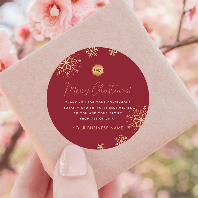 Red Gold Snowflags Custom Company Logo Weihnachten Runder Aufkleber (Von Creator hochgeladen)