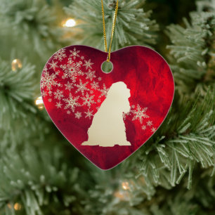 Red Gold Snowflake American Cocker Spaniel Keramik Ornament