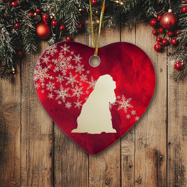 Red Gold Snowflake American Cocker Spaniel Keramik Ornament (Von Creator hochgeladen)