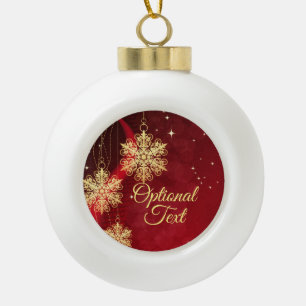 Red & Gold Snowflake Filigree Custom Christmas Keramik Kugel-Ornament