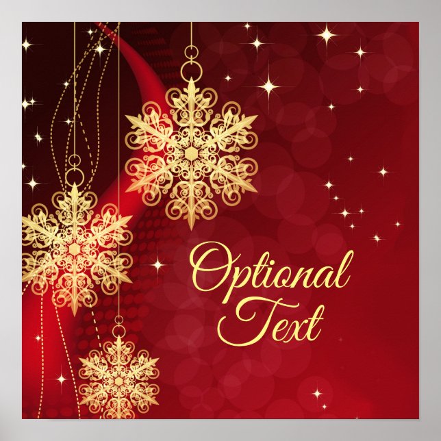 Red & Gold Snowflake Filigree Custom Christmas Poster (Vorne)