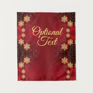 Red & Gold Snowflake Filigree Custom Christmas Wandteppich