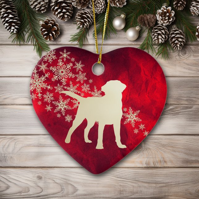 Red Gold Snowflake Labrador Retriever Keramik Ornament (Von Creator hochgeladen)