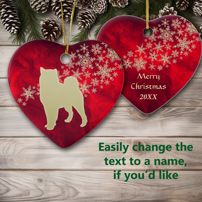 Red Gold Snowflake Malamute Keramik Ornament (Von Creator hochgeladen)