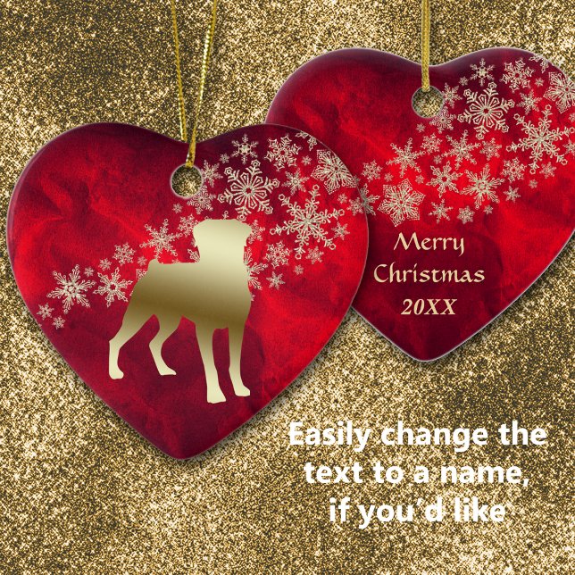 Red Gold Snowflake Rottweiler Keramik Ornament (Von Creator hochgeladen)