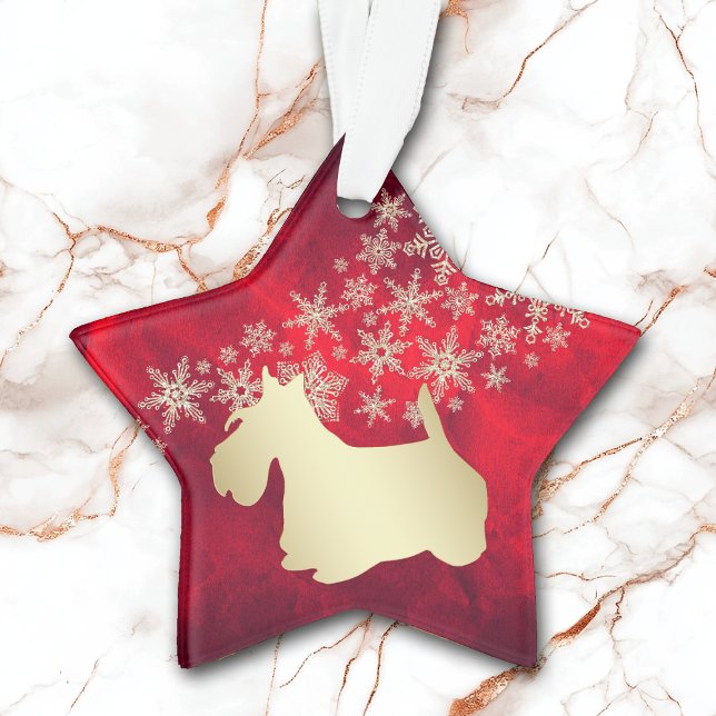 Red Gold Snowflake Scottie Dog Ornament (Von Creator hochgeladen)