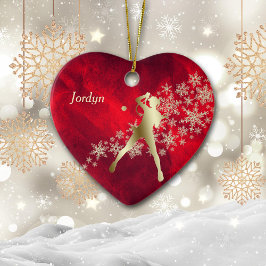 Red Gold Snowflake Tennisspieler Keramik Ornament