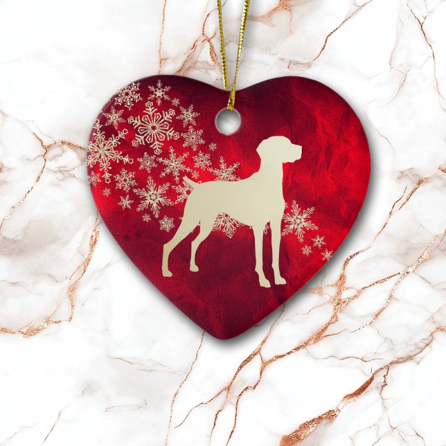 Red Gold Snowflake Vizsla Dog Keramik Ornament (Von Creator hochgeladen)