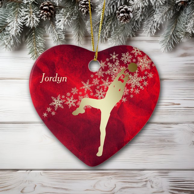 Red Gold Snowflake Volleyball Spieler Keramik Ornament (Von Creator hochgeladen)