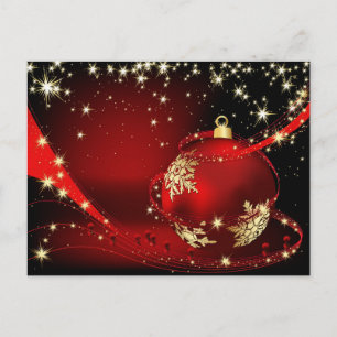 Red Gold Sparkle Weihnachtsball Corporate Gruß Postkarte