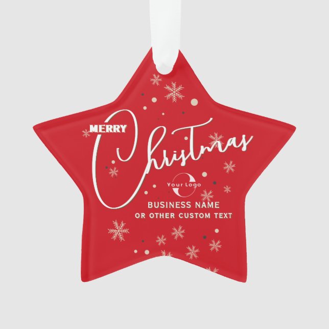 Red Gold Star Business Logo Weihnachten Ornament (Vorderseite)