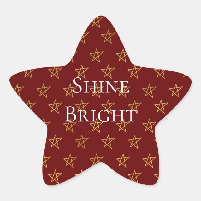 Red Gold Stars Shine Bright Stern-Aufkleber (Vorderseite)