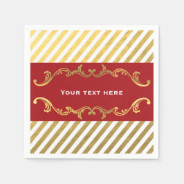 Red & Gold Strip Weihnachtsfeier Napkins Serviette