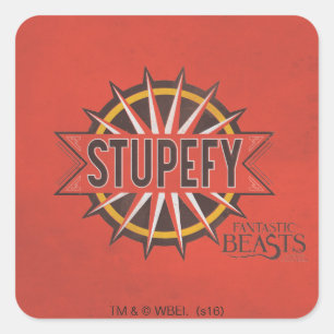 Red & Gold Stupefy Spell Graphic Quadratischer Aufkleber