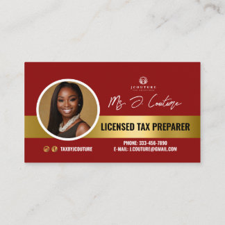Red & Gold Tax Preparing Accounting Business Card Visitenkarte