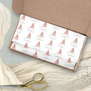 Red Gold Tree Muster Name Frohe Weihnachten Seidenpapier