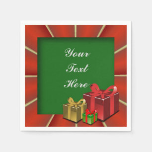 Red Gold und Green Christmas Boxes Napkins Serviette