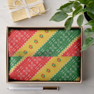 Red Gold und Green Mudcloudtribal Muster Seidenpapier